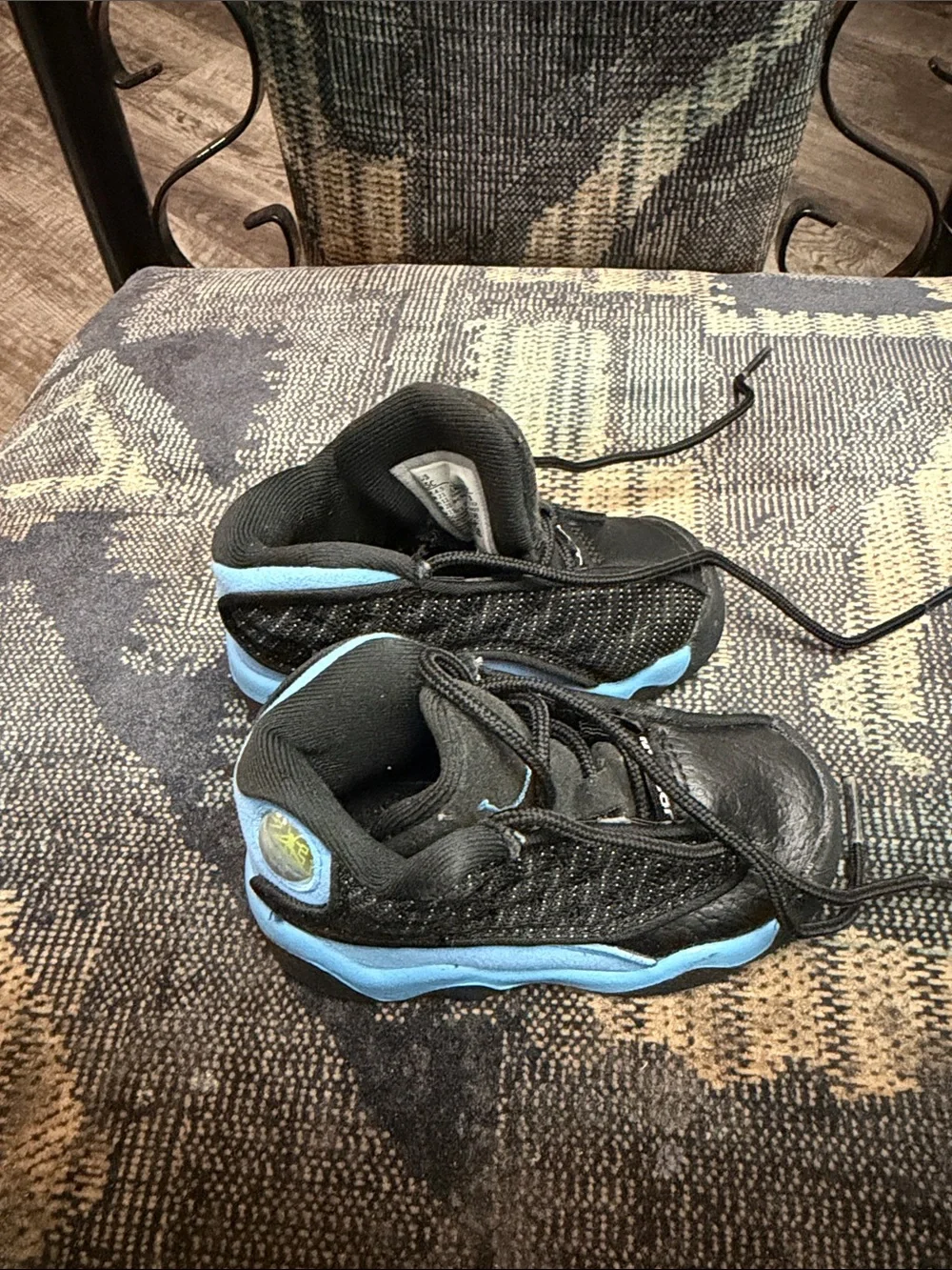 Jordan Kids Black and Light Blue Retro Sneakers